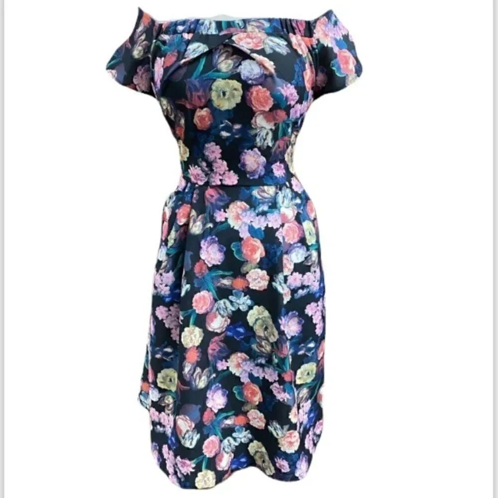 She + Sky Floral Short Sleeve Dress Size Large